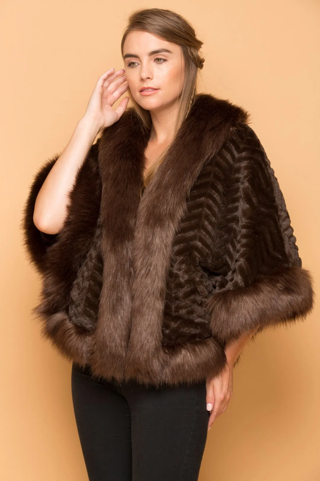 Ladies Faux Fur Poncho