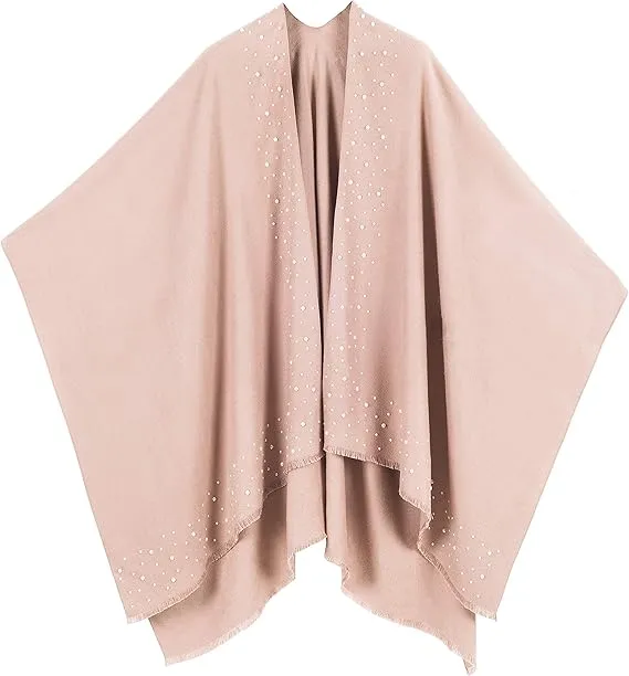 Mauve Luxurious Knit Sweater Poncho Cardigan