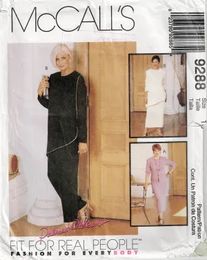 McCall's 9288 PALMER PLETSCH Womens Asymmetric Tunic Top Pants & Skirt 1990s Vintage Sewing Pattern Size 16 Bust 38 inches UNCUT Factory Folded