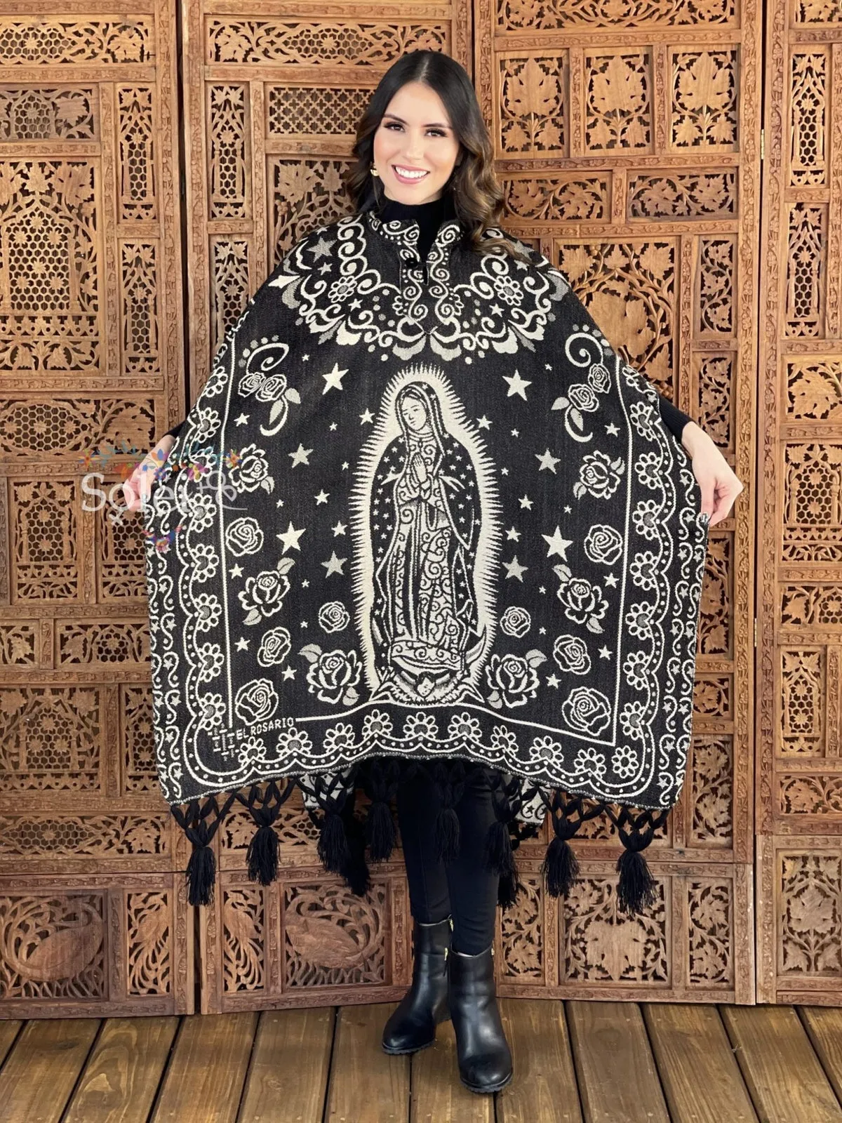 Mexican Traditional Virgen Mary Poncho Gaban Virgen Fino