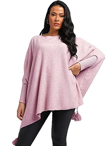 New Italian Ladies Women Batwing Tassels Poncho Knitted Winter Shawl