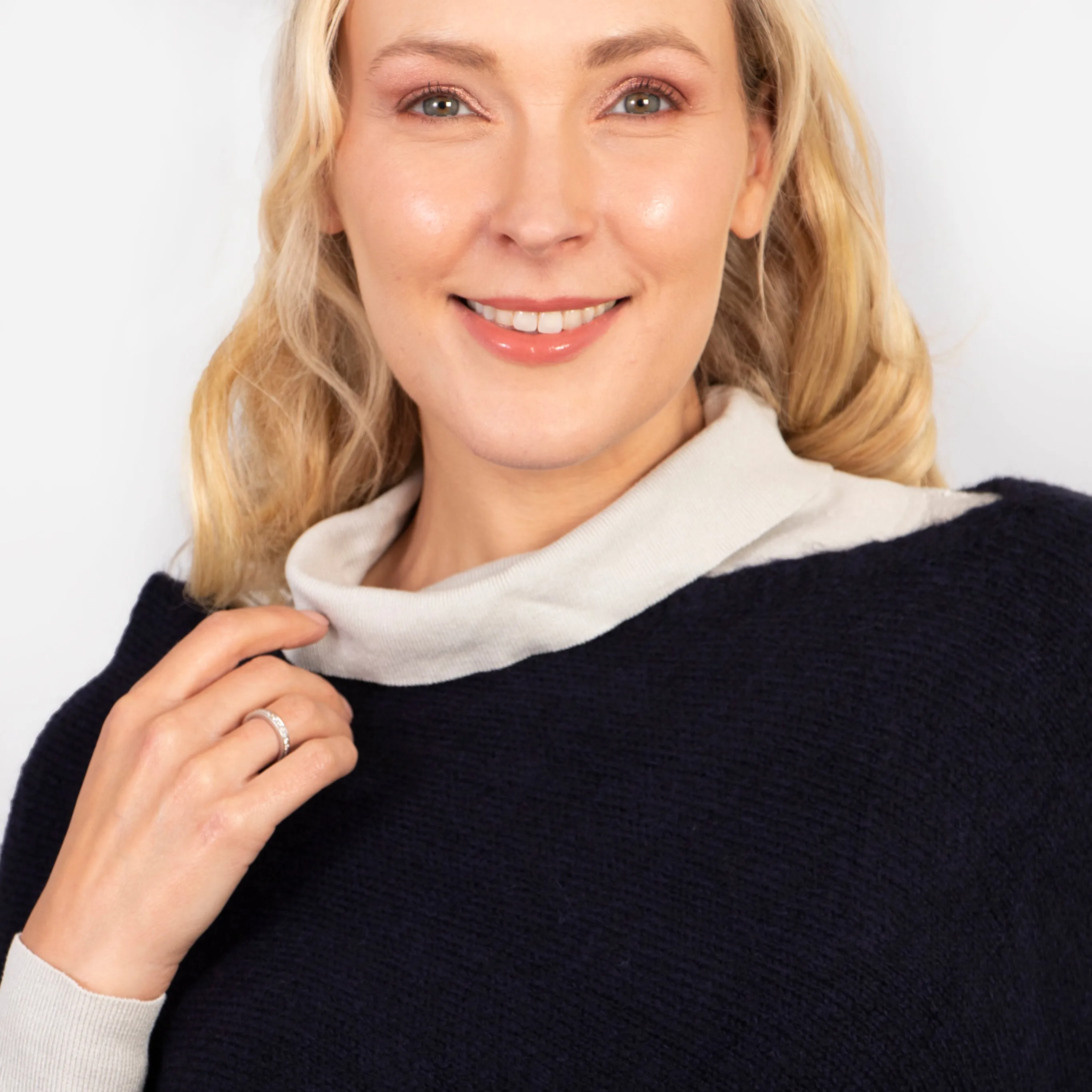 Nina Knitted Poncho - Navy Blue