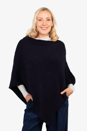 Nina Knitted Poncho - Navy Blue