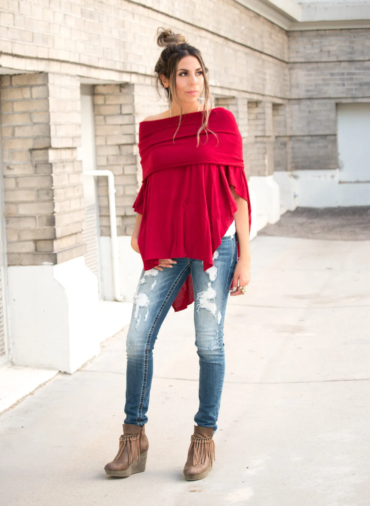 Off-Shoulder Poncho