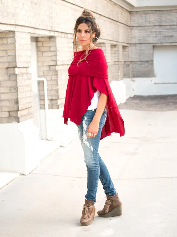 Off-Shoulder Poncho