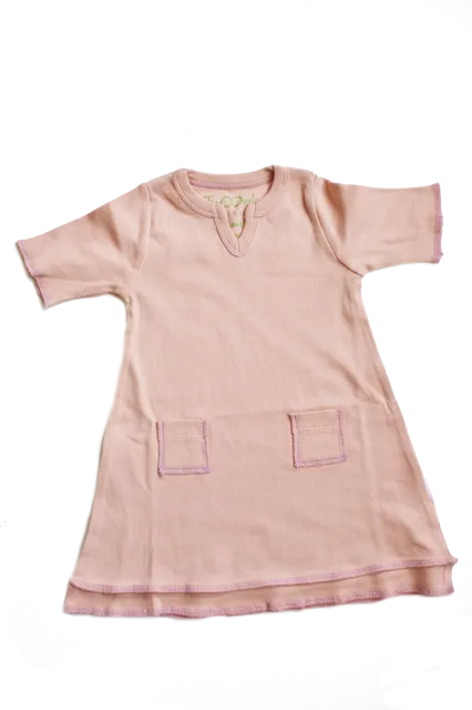 Organic Soft Rose Baby Tunic Pocket Dress