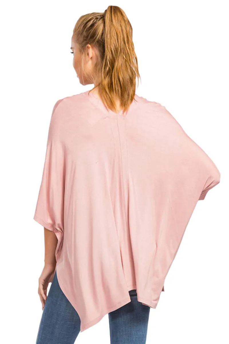 Oversize V-Neck Poncho Tunic