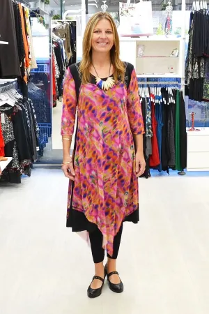 Pink Abstract Long Tunic