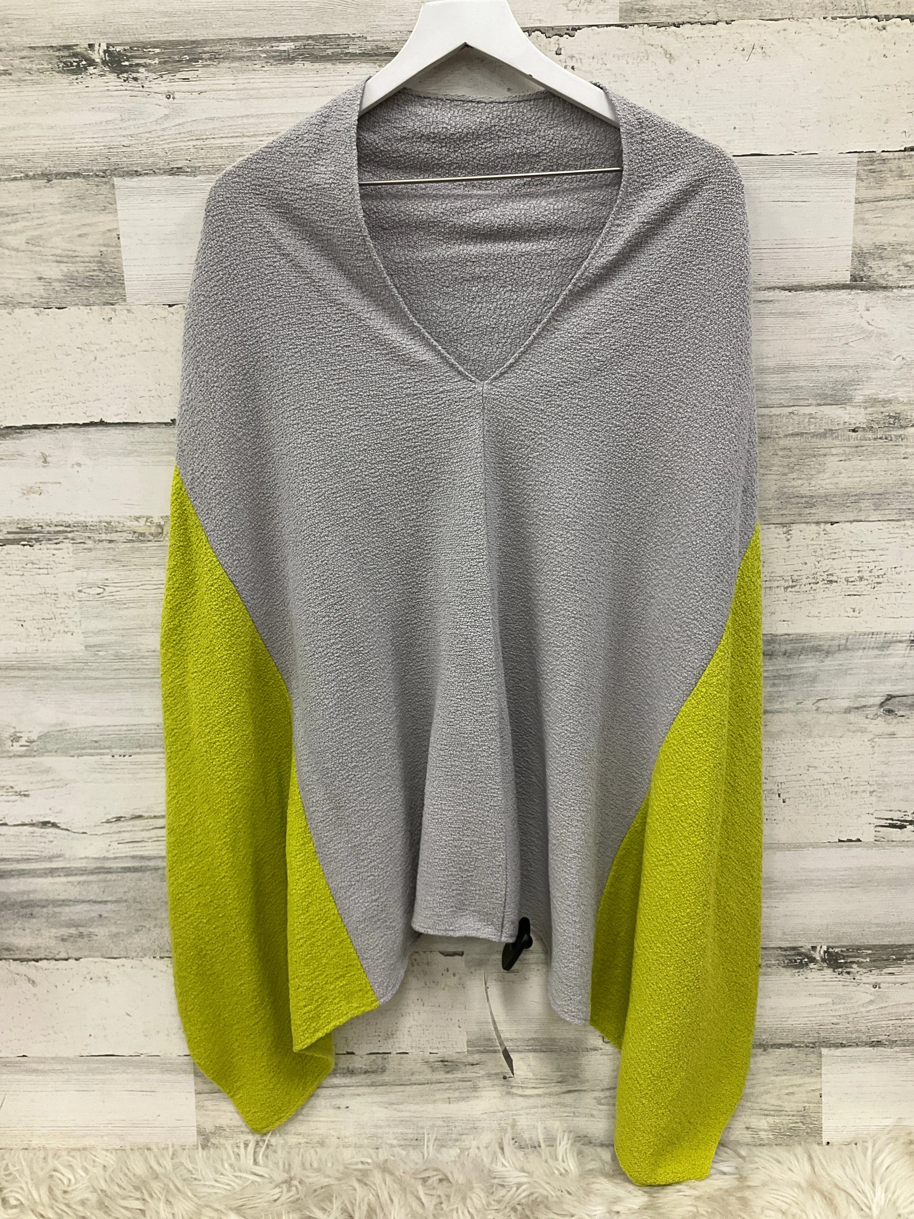 Poncho By Clothes Mentor In Grey & Yellow, Size: Osfm