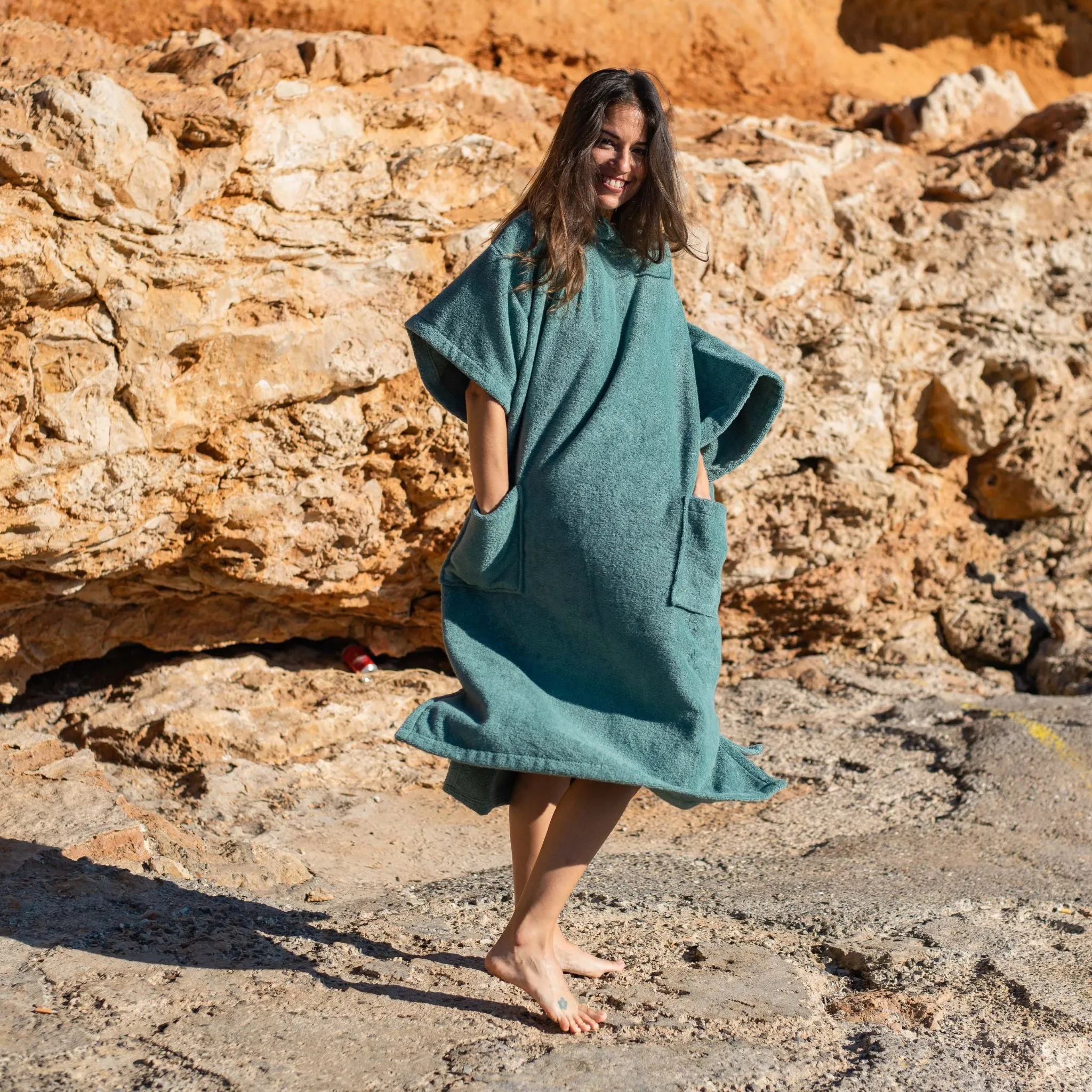 Poncho Premium coton bio - Vert Céladon