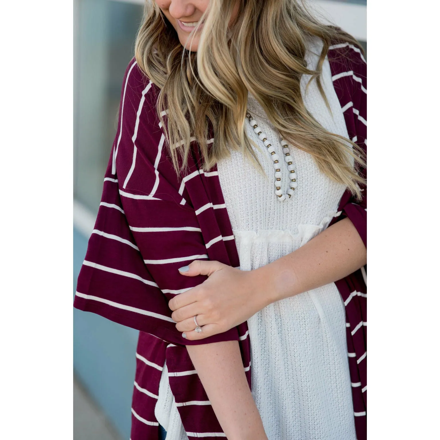 Poncho Style Striped Cardigan