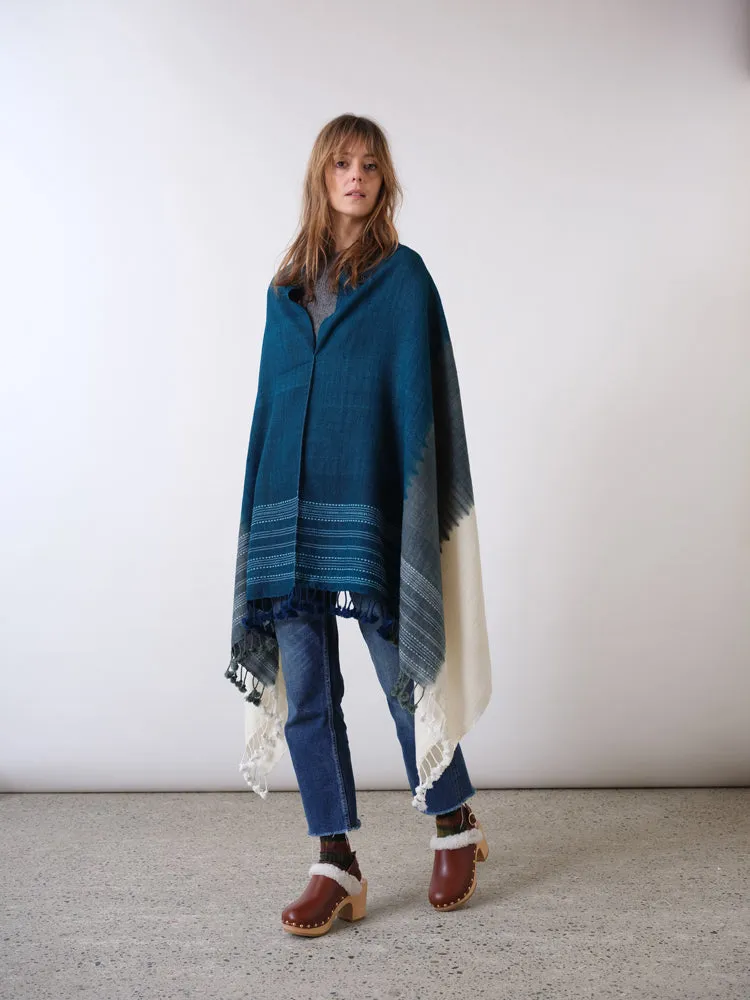 Poncho tie and dye bleu denim