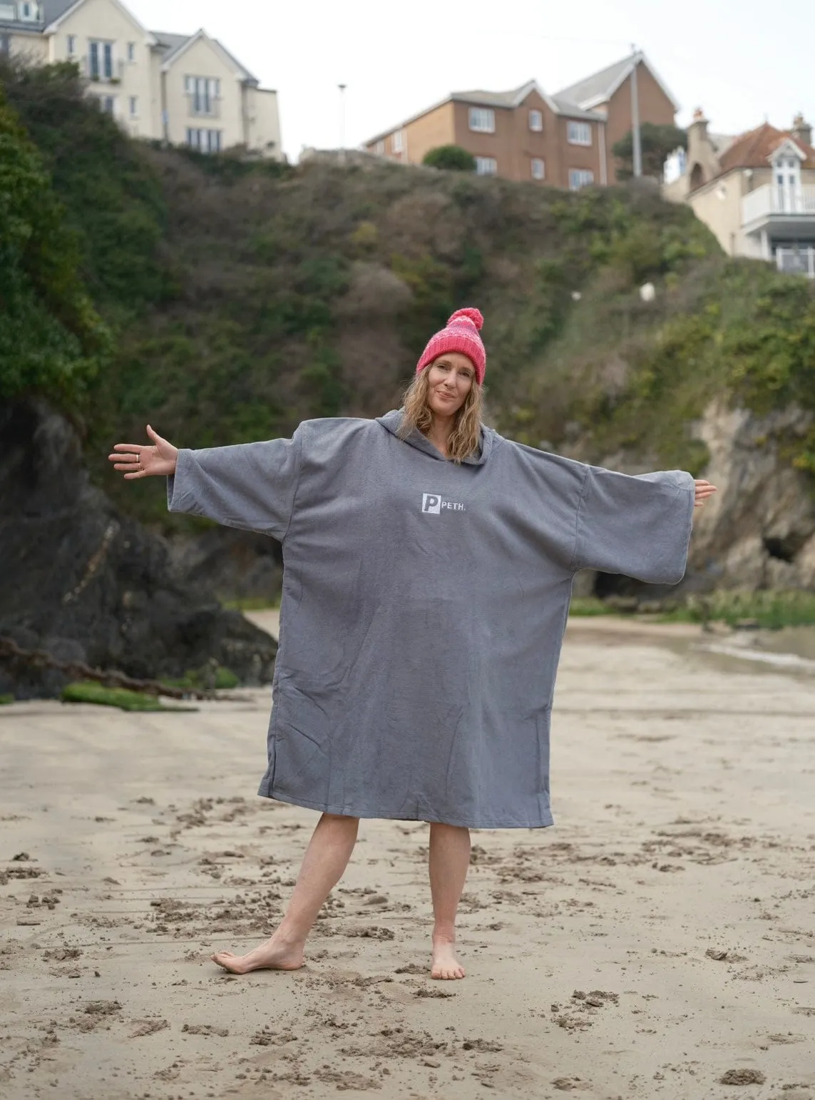 Premium Microfibre Oversized Changing Poncho / Robe - Grey