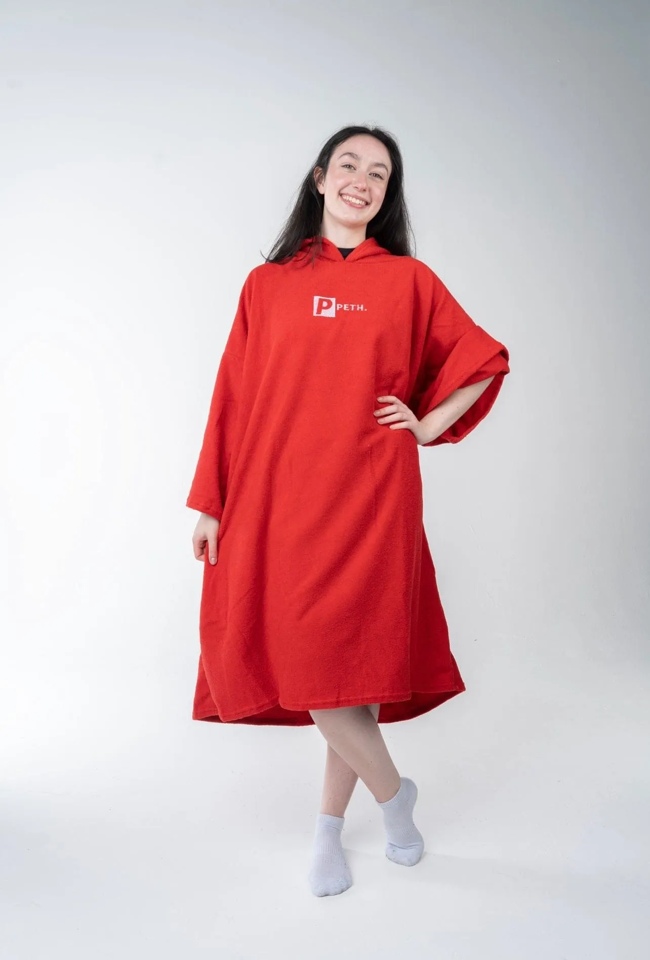 Premium Microfibre Oversized Changing Poncho / Robe - RED