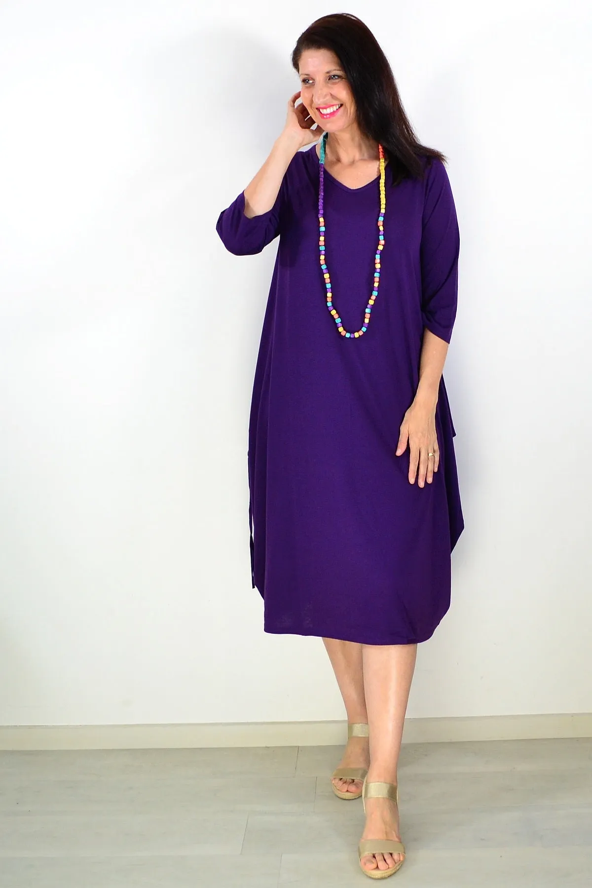 Purple Relaxed Oversized Tunic Dress