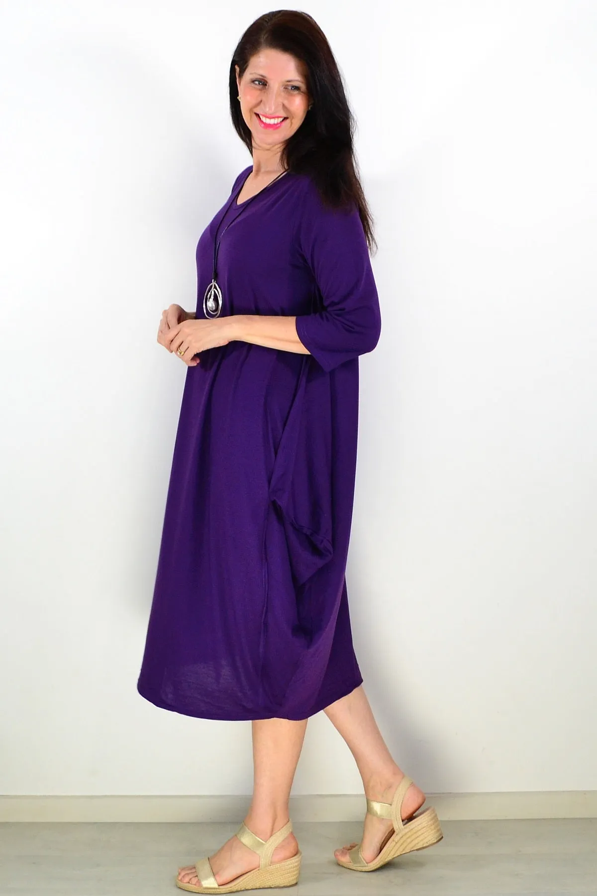 Purple Relaxed Oversized Tunic Dress