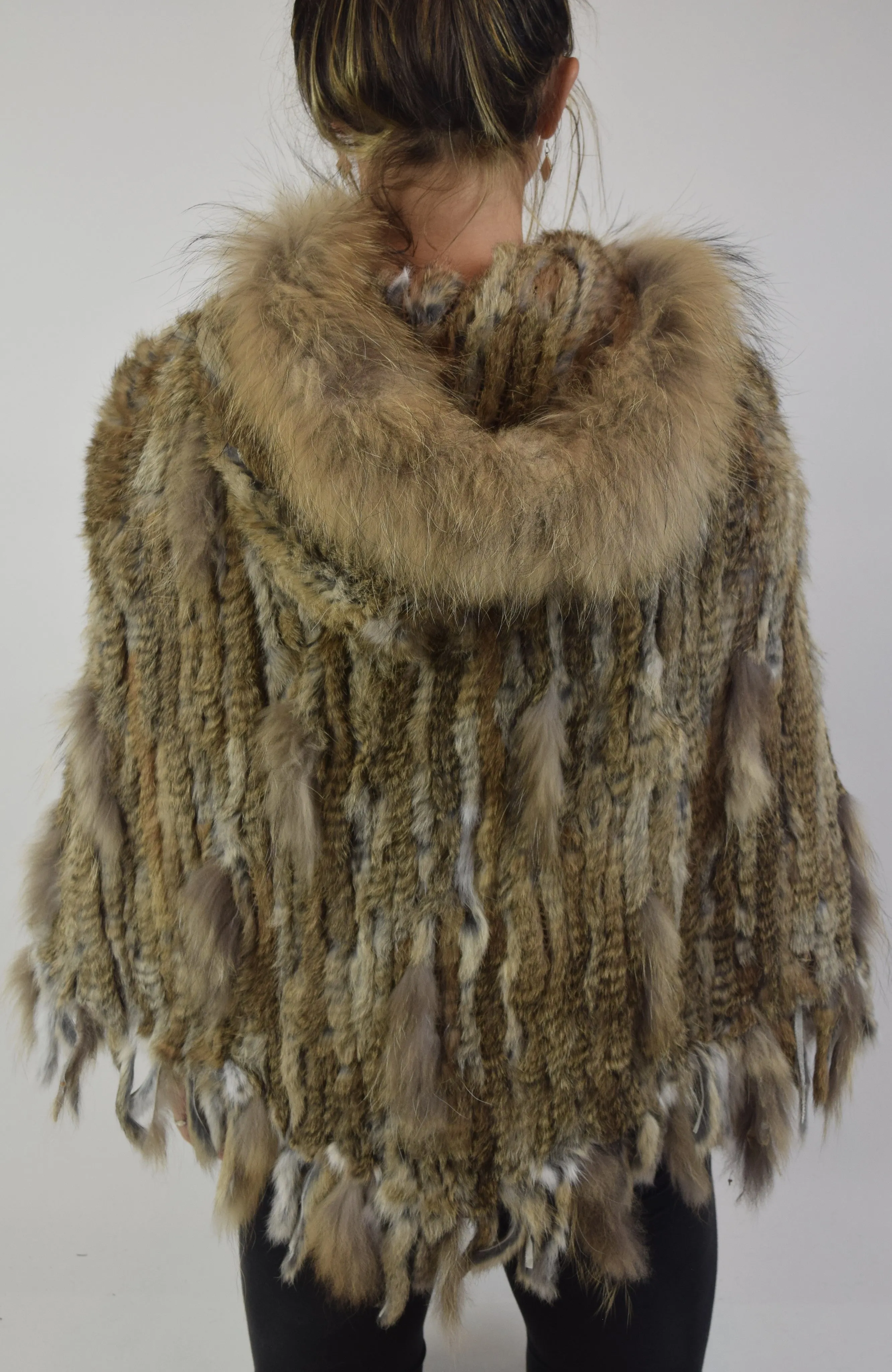 Rabbit & Raccoon Fur Poncho