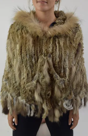 Rabbit & Raccoon Fur Poncho