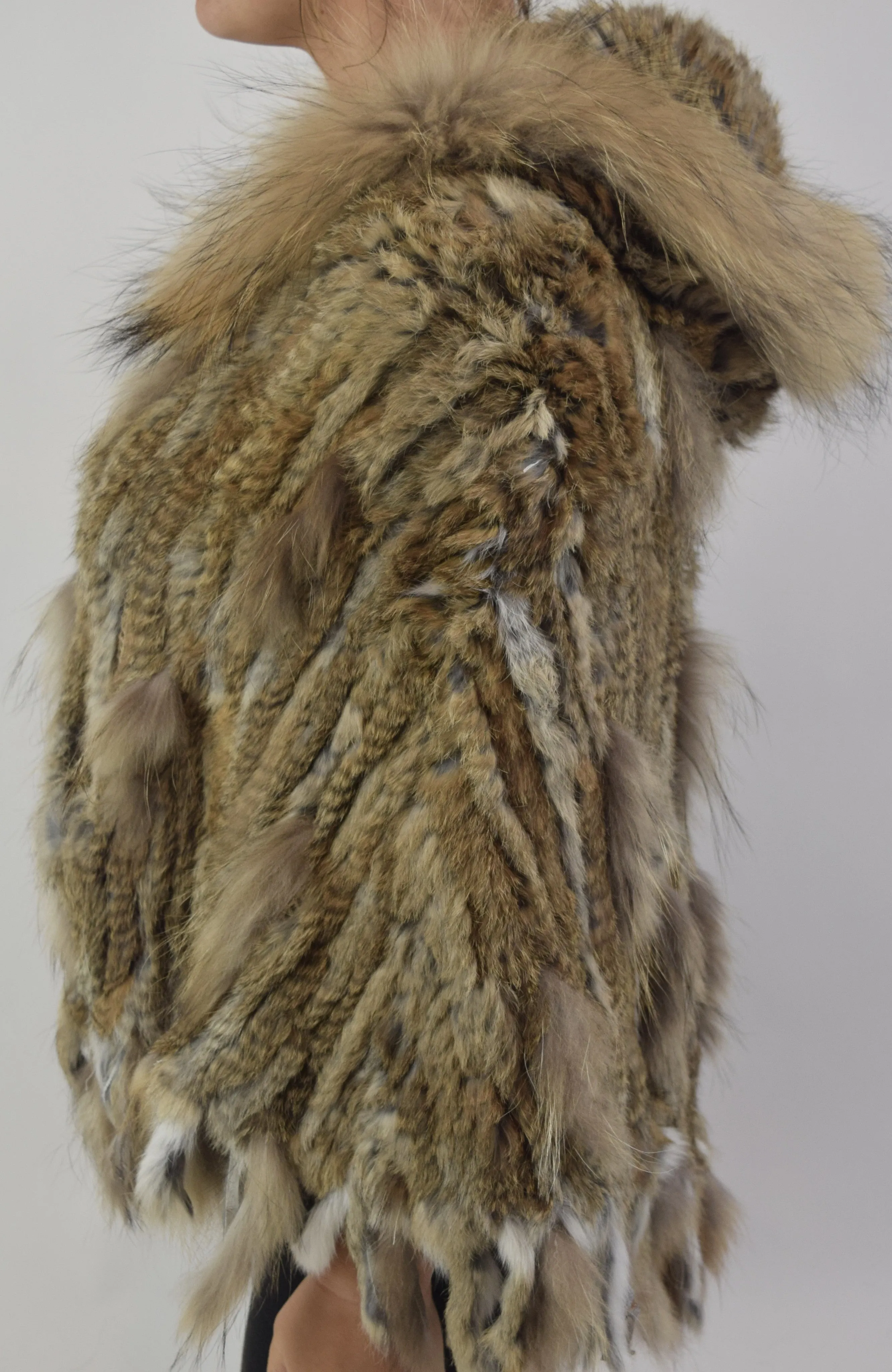 Rabbit & Raccoon Fur Poncho