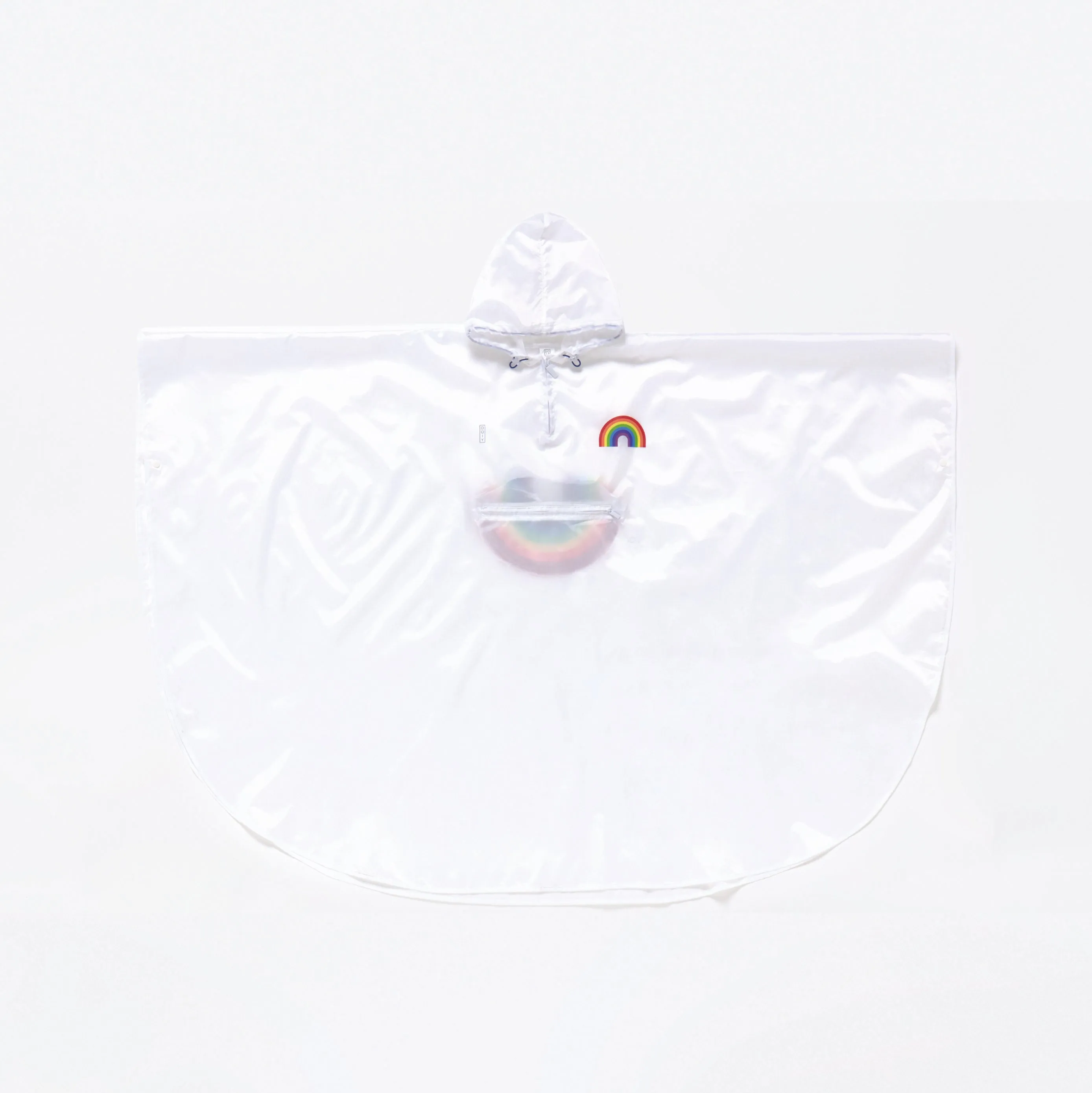 Rain Poncho Foldable Yolo Rainbow White