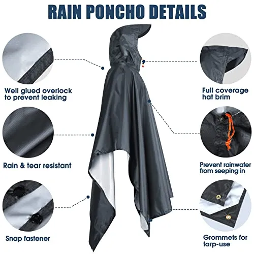 Reusable Lightweight  Waterproof Poncho - Hiking - Travel - Camping