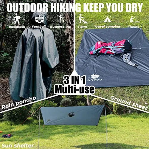 Reusable Lightweight  Waterproof Poncho - Hiking - Travel - Camping