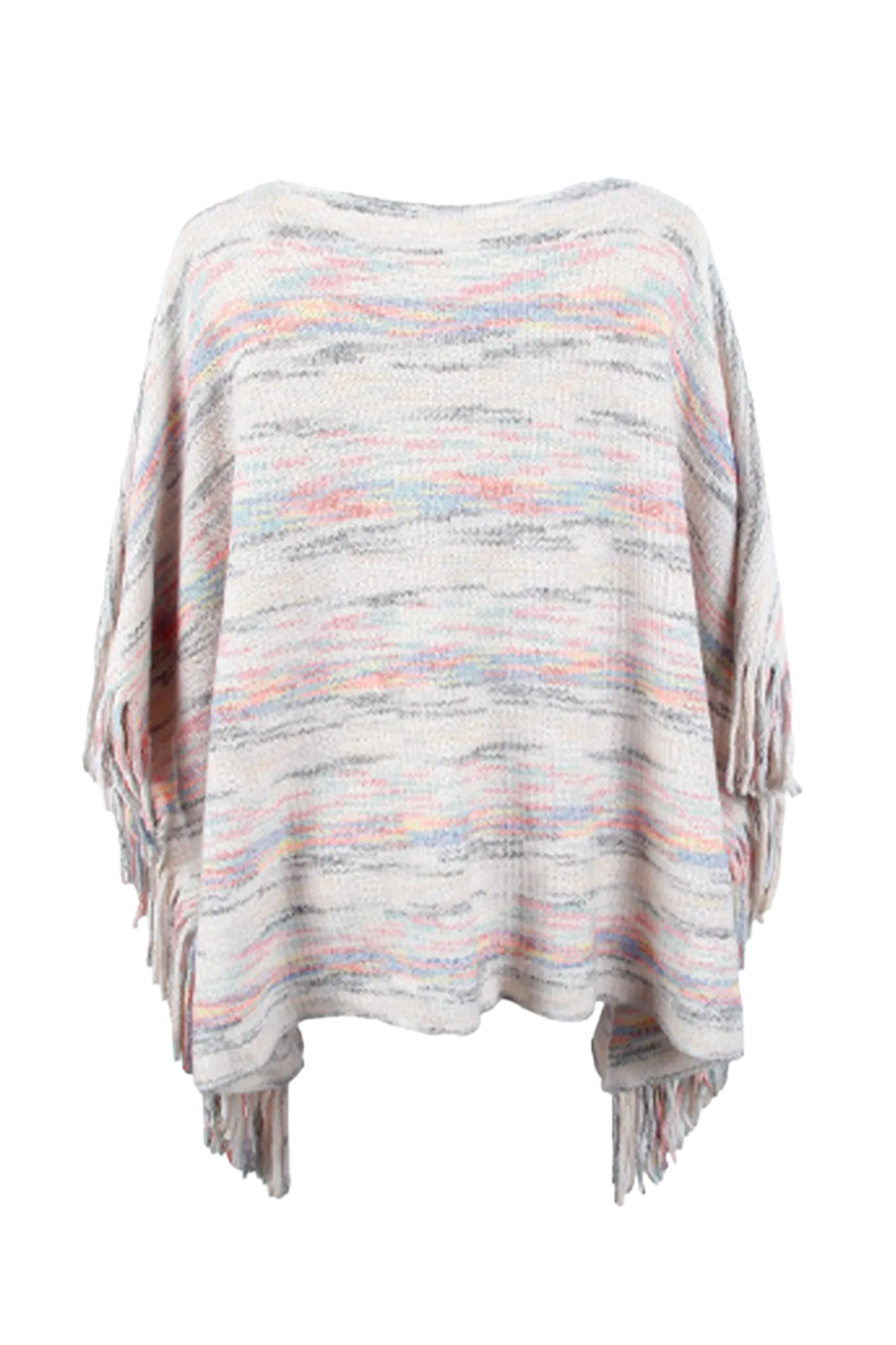 Round Neck Fringe Detail Sleeve Poncho