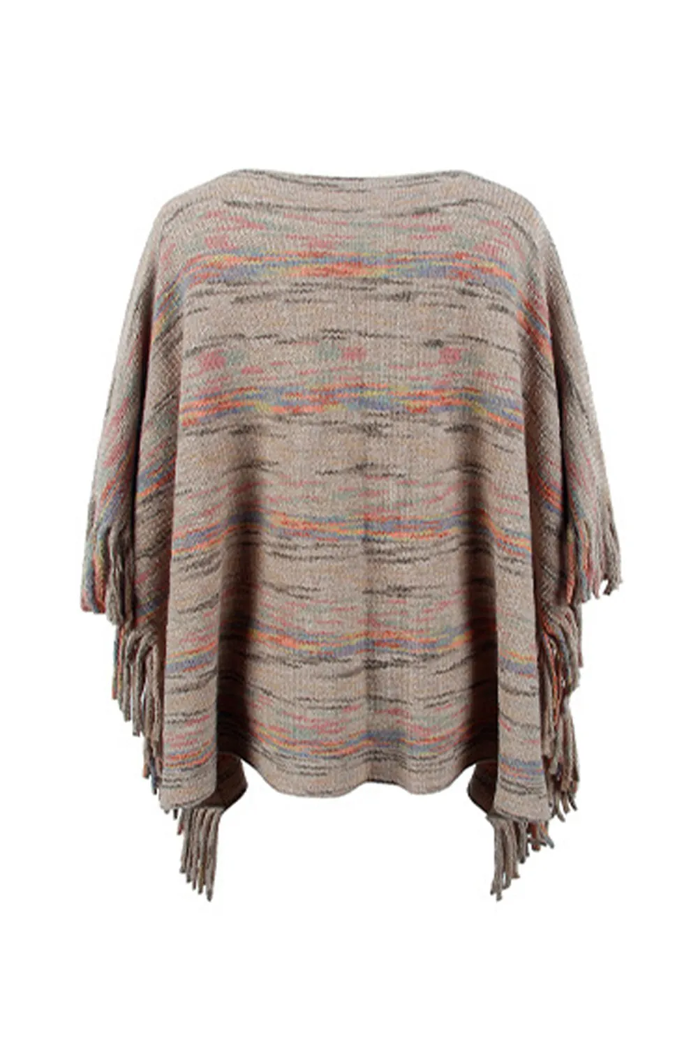 Round Neck Fringe Detail Sleeve Poncho