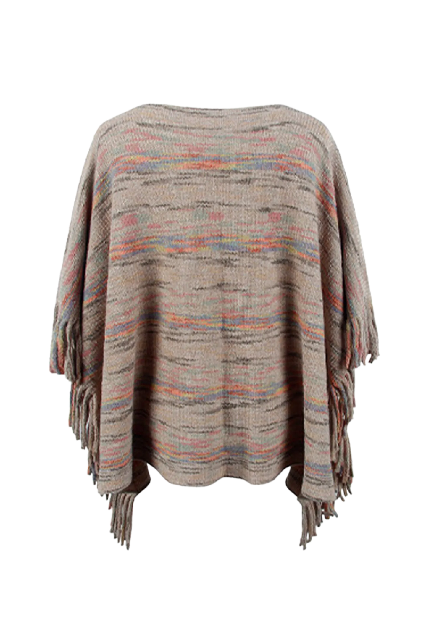 Round Neck Fringe Detail Sleeve Poncho