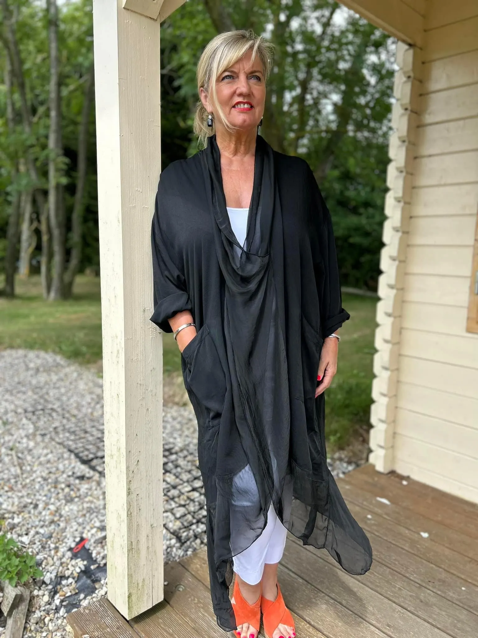 Silk Crossover Tunic | Black