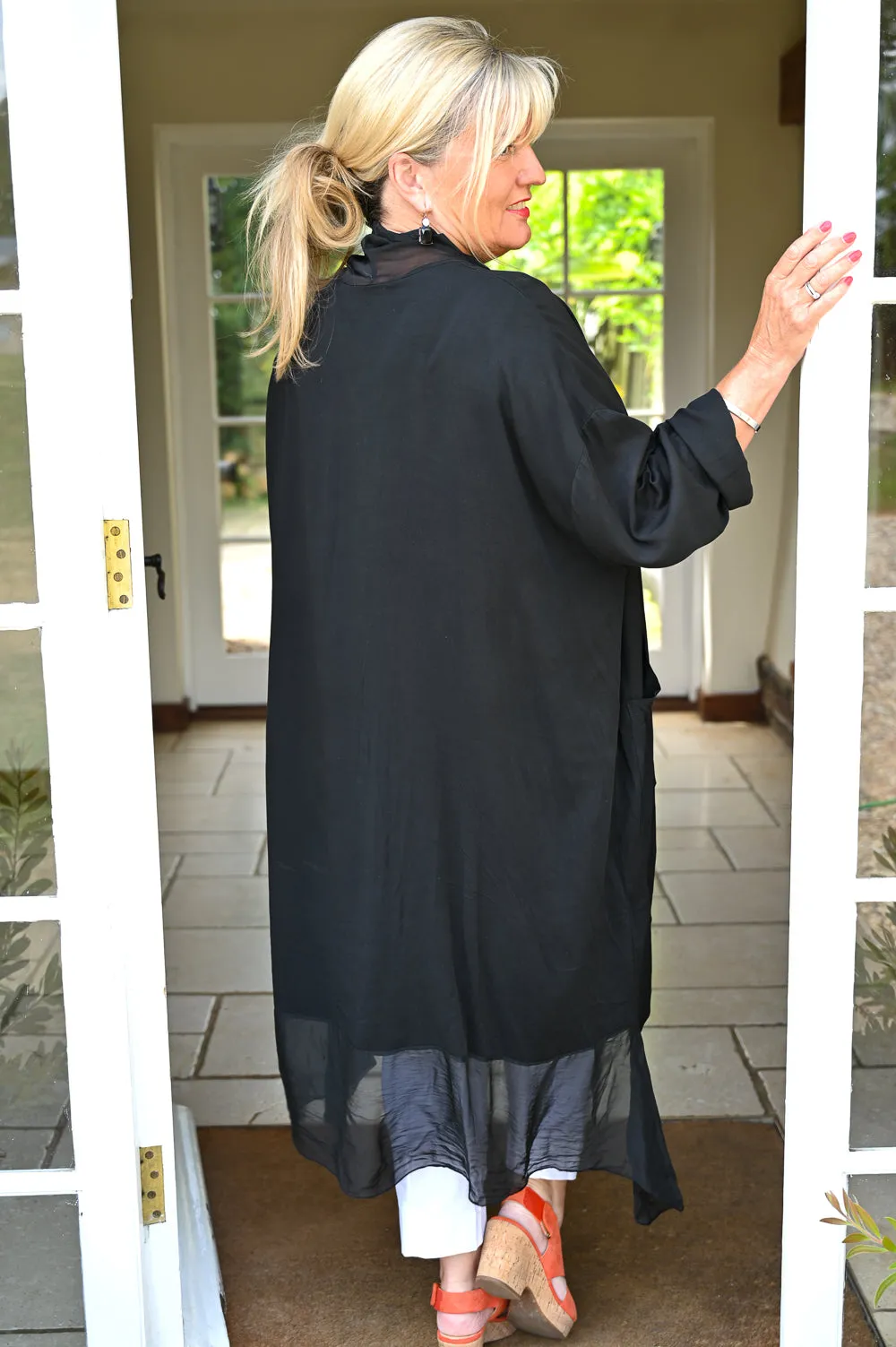 Silk Crossover Tunic | Black