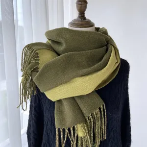 Solid Color Tassel Scarf and Poncho