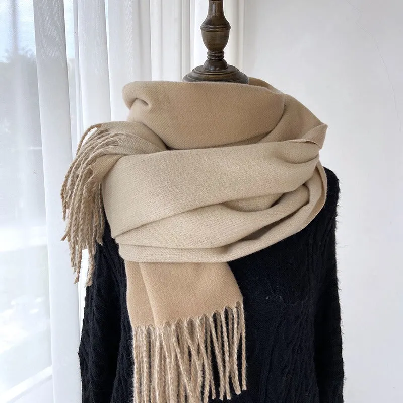 Solid Color Tassel Scarf and Poncho