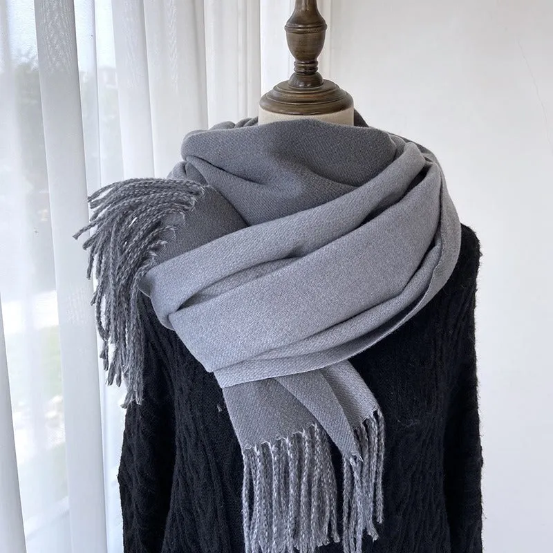 Solid Color Tassel Scarf and Poncho