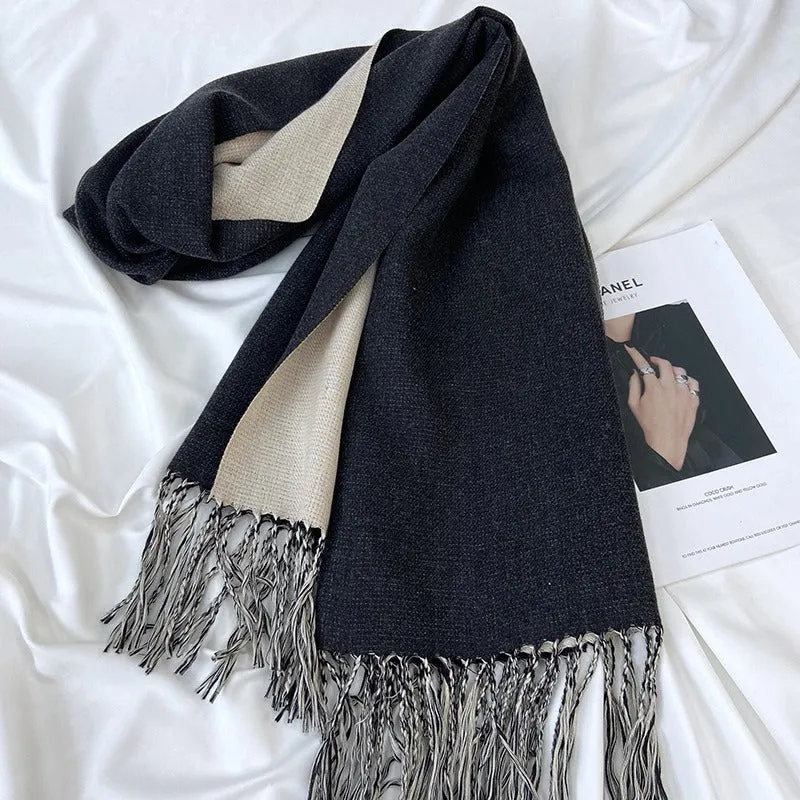 Solid Color Tassel Scarf and Poncho