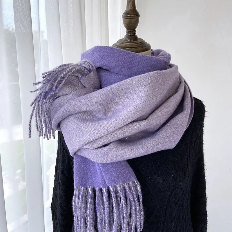 Solid Color Tassel Scarf and Poncho