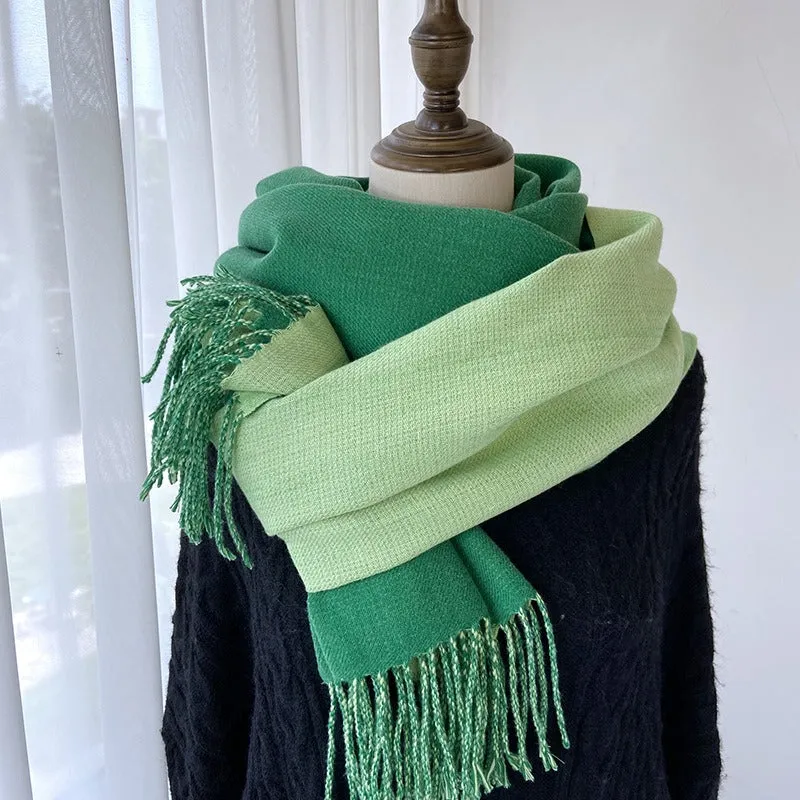 Solid Color Tassel Scarf and Poncho