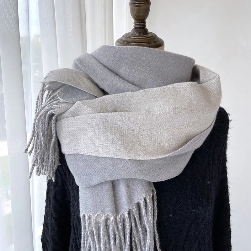 Solid Color Tassel Scarf and Poncho