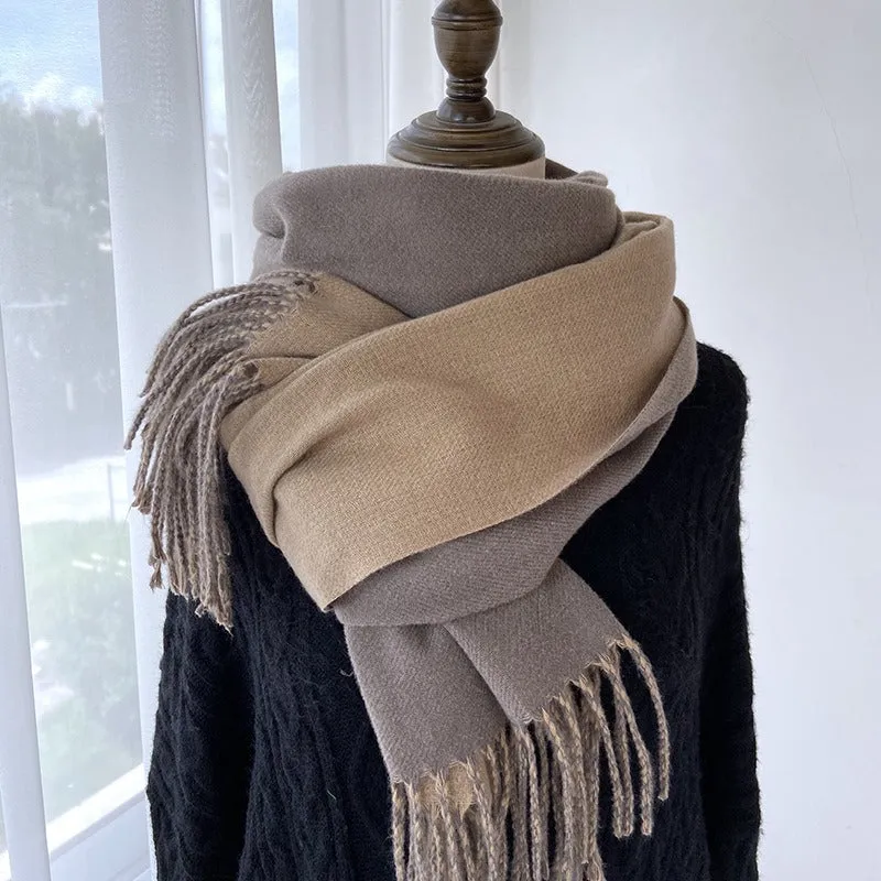 Solid Color Tassel Scarf and Poncho