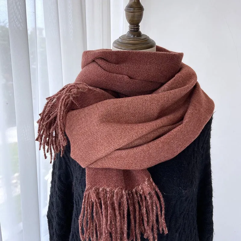 Solid Color Tassel Scarf and Poncho