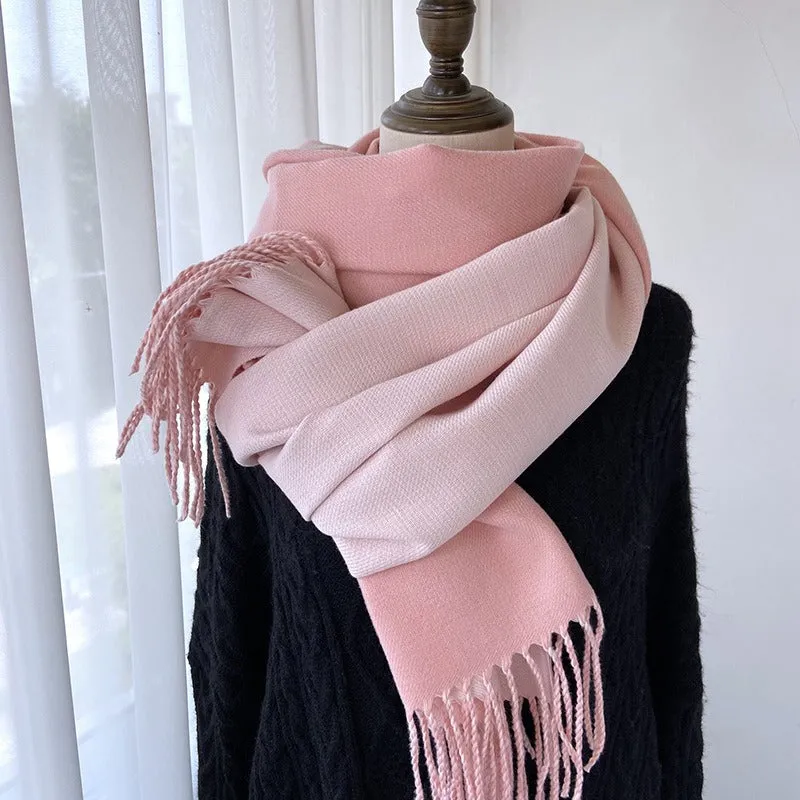 Solid Color Tassel Scarf and Poncho