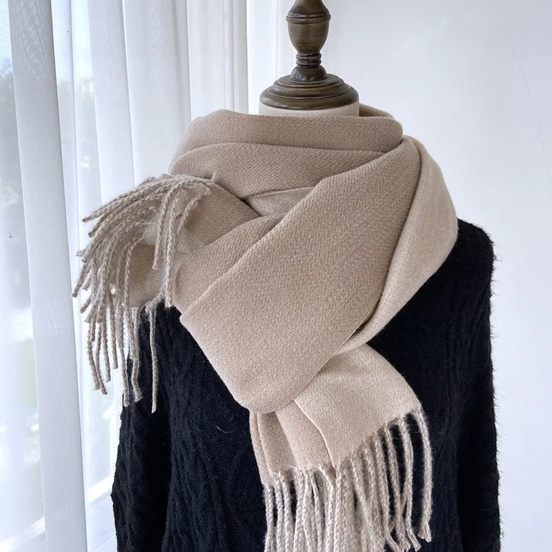 Solid Color Tassel Scarf and Poncho