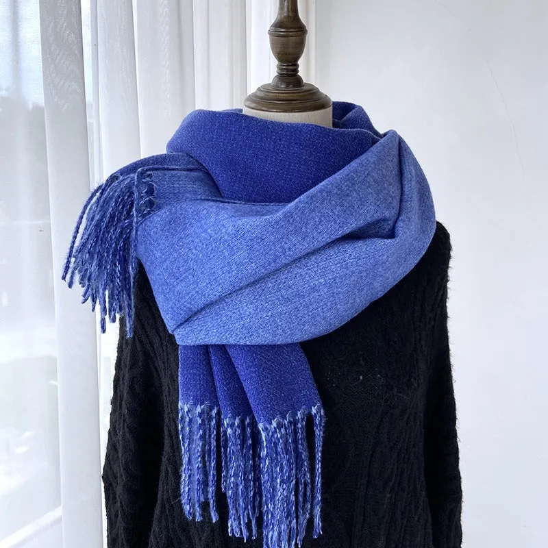 Solid Color Tassel Scarf and Poncho