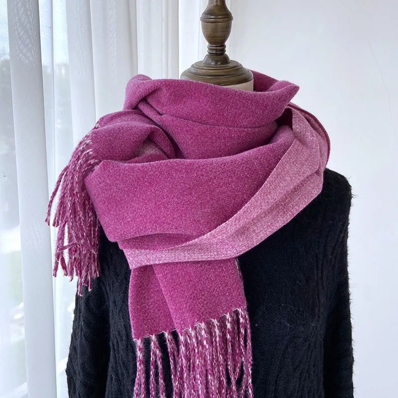 Solid Color Tassel Scarf and Poncho