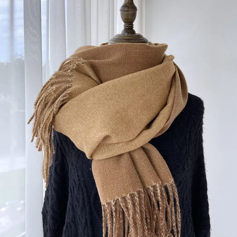 Solid Color Tassel Scarf and Poncho