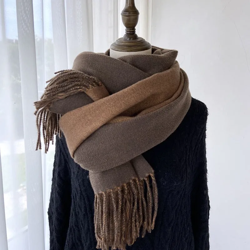 Solid Color Tassel Scarf and Poncho