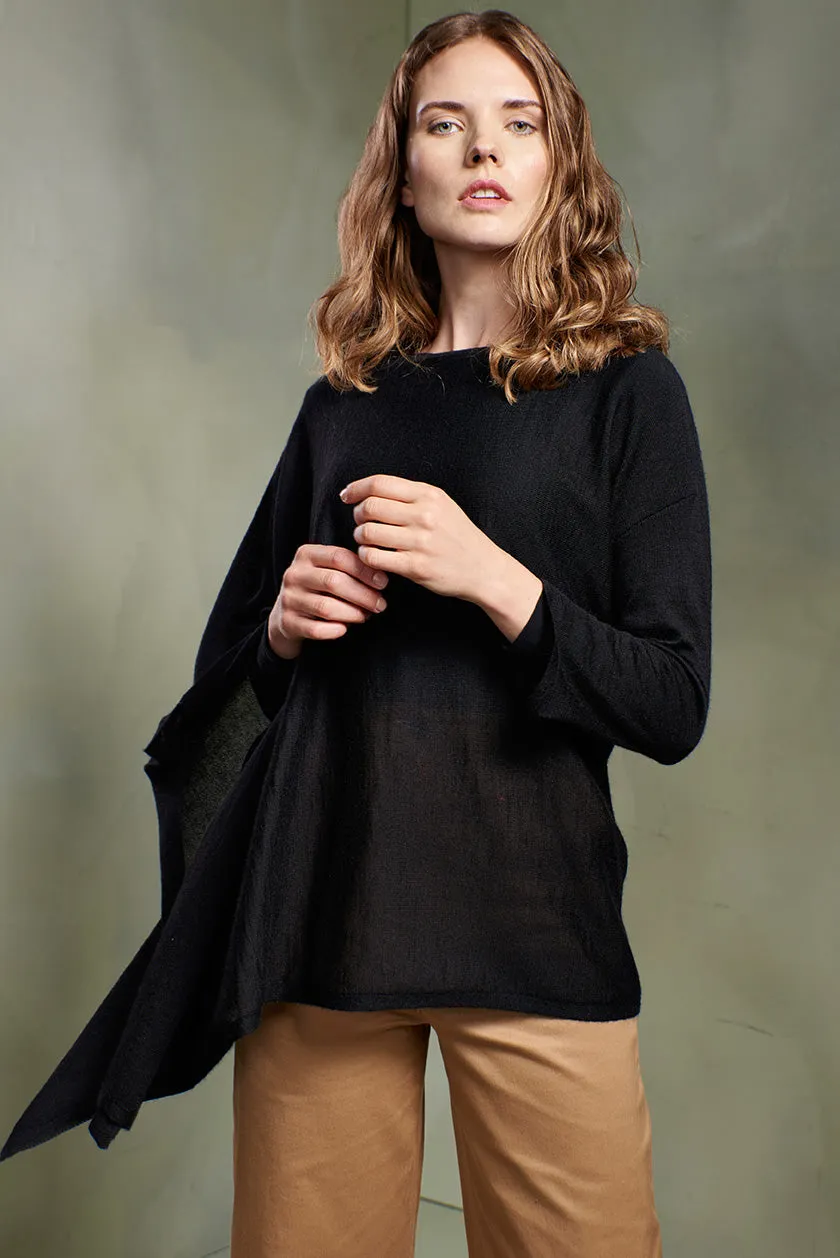 Toffee Poncho Baby Alpaca Color Black