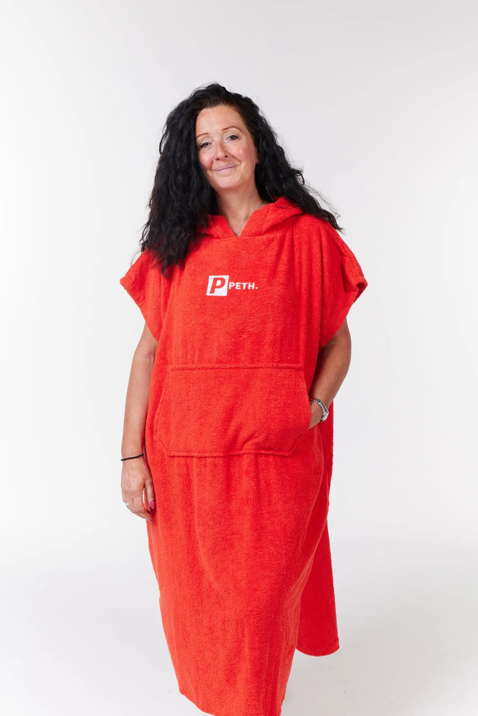 Towel Changing Poncho / Robe With Pockets Adult - Red