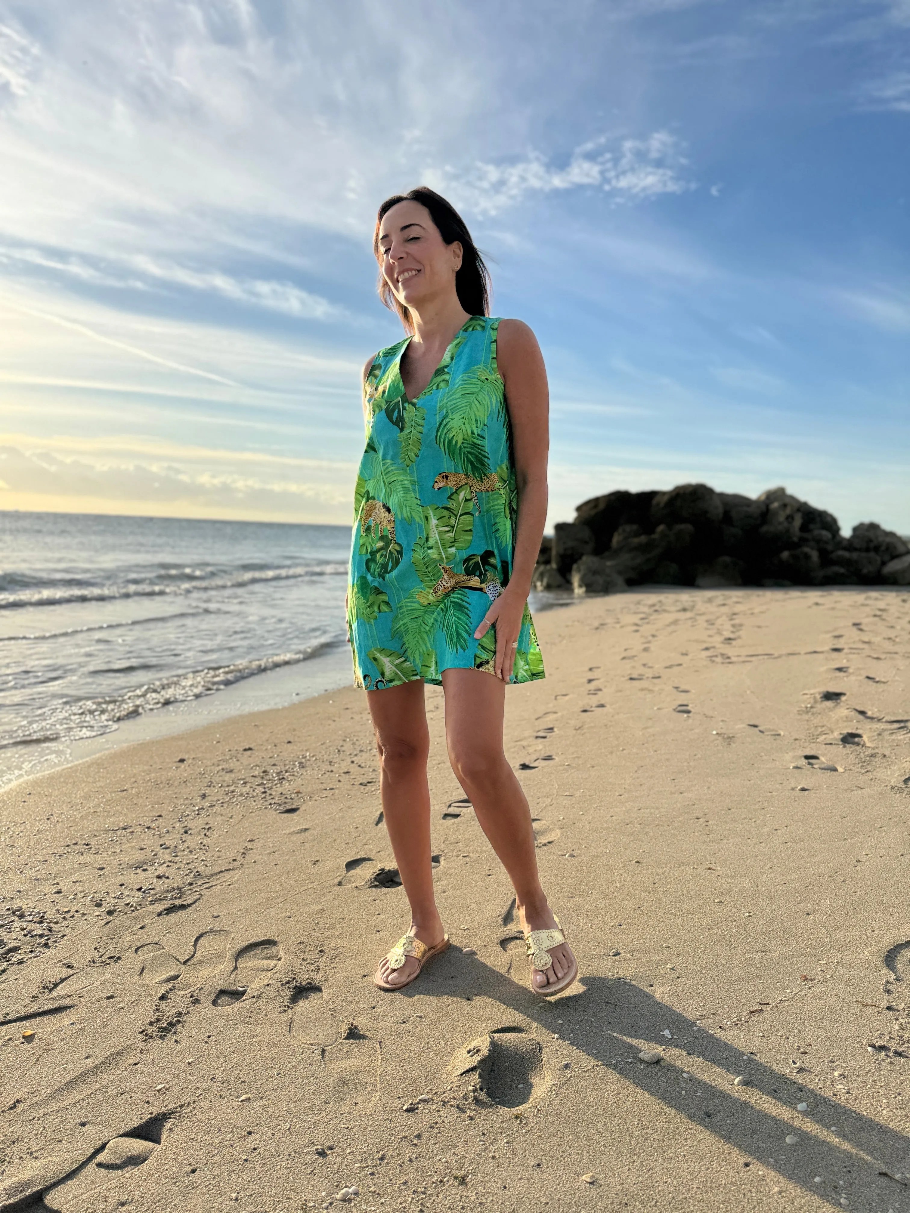 V-neck Petite Dress | Caribbean Leopard