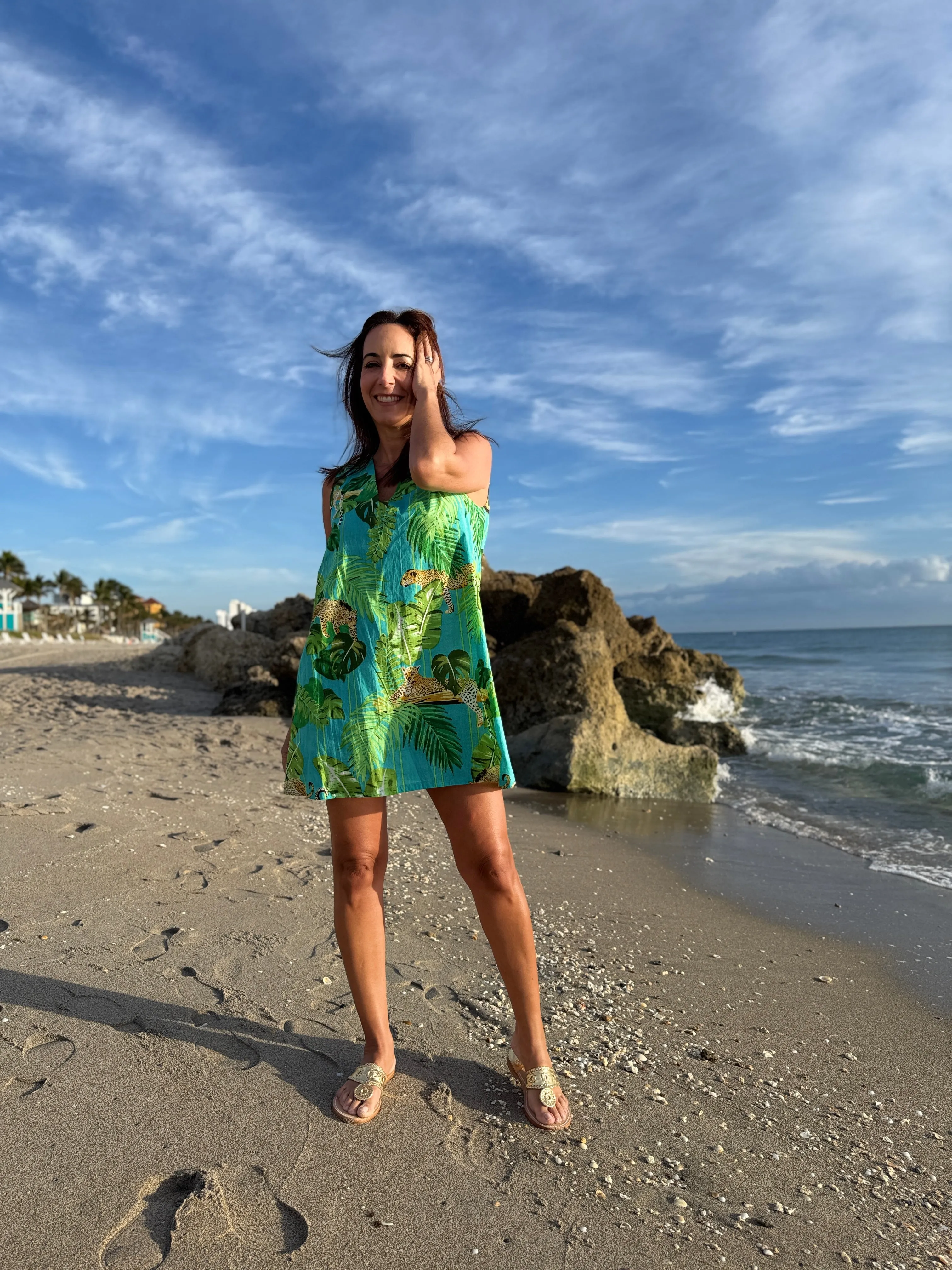 V-neck Petite Dress | Caribbean Leopard